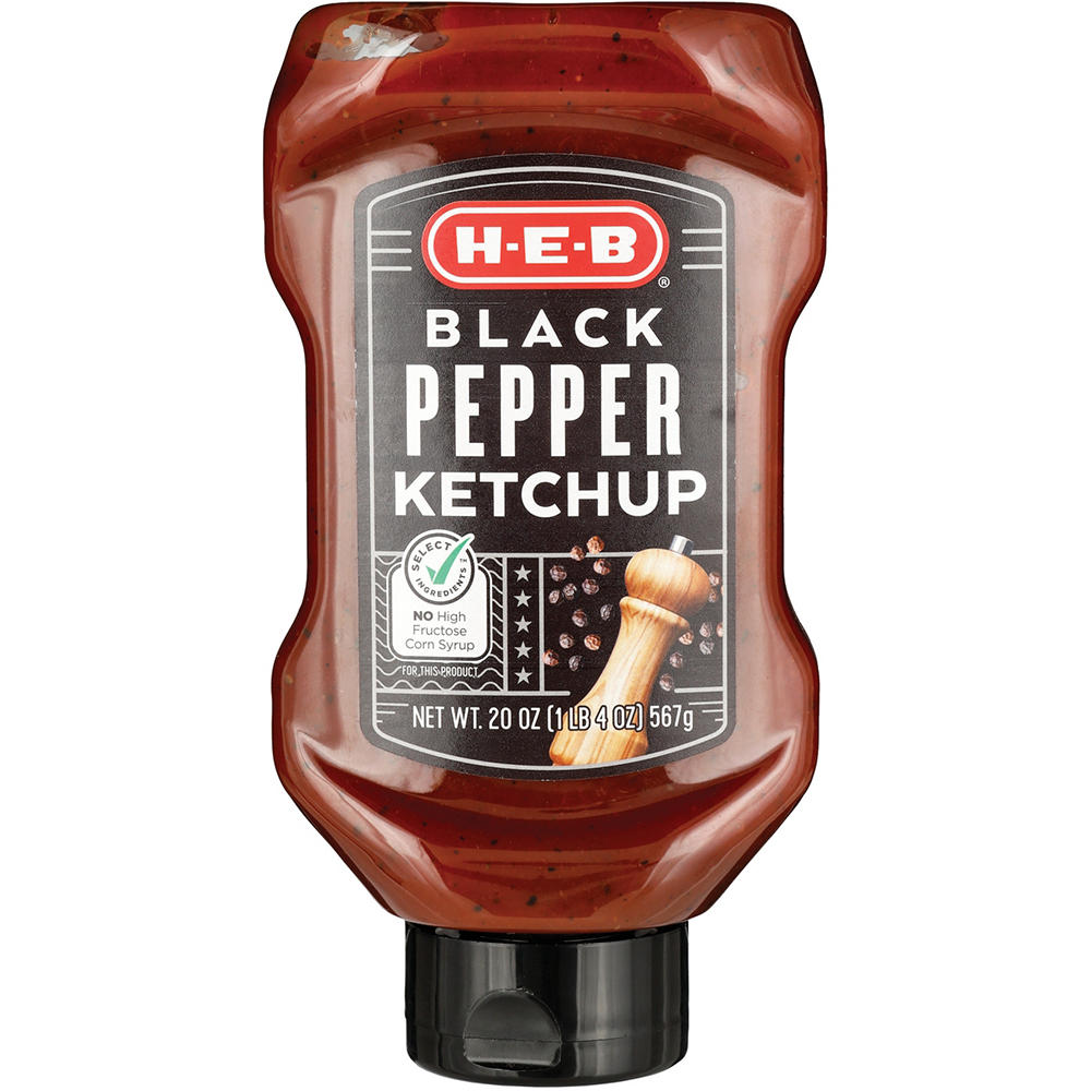 H-E-B Black Pepper Ketchup, 20 oz