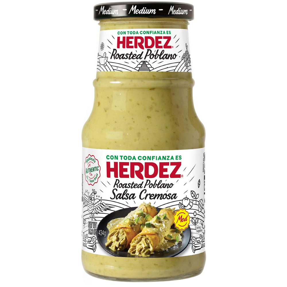 Herdez Medium Roasted Poblano Salsa Cremosa, 15.3 oz