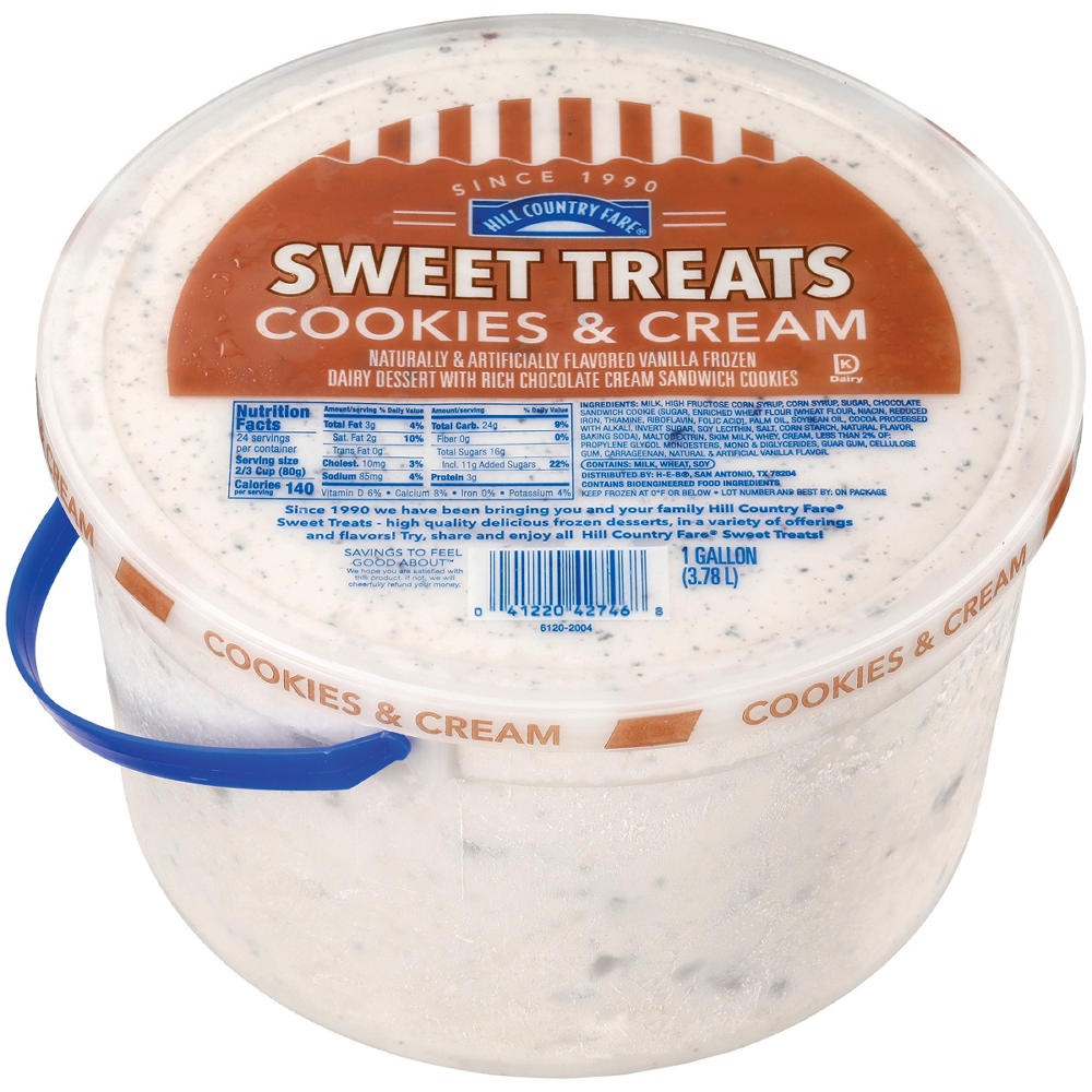 Hill Country Fare Sweet Treats Cookies & Cream Frozen Dairy Dessert, 1 gal