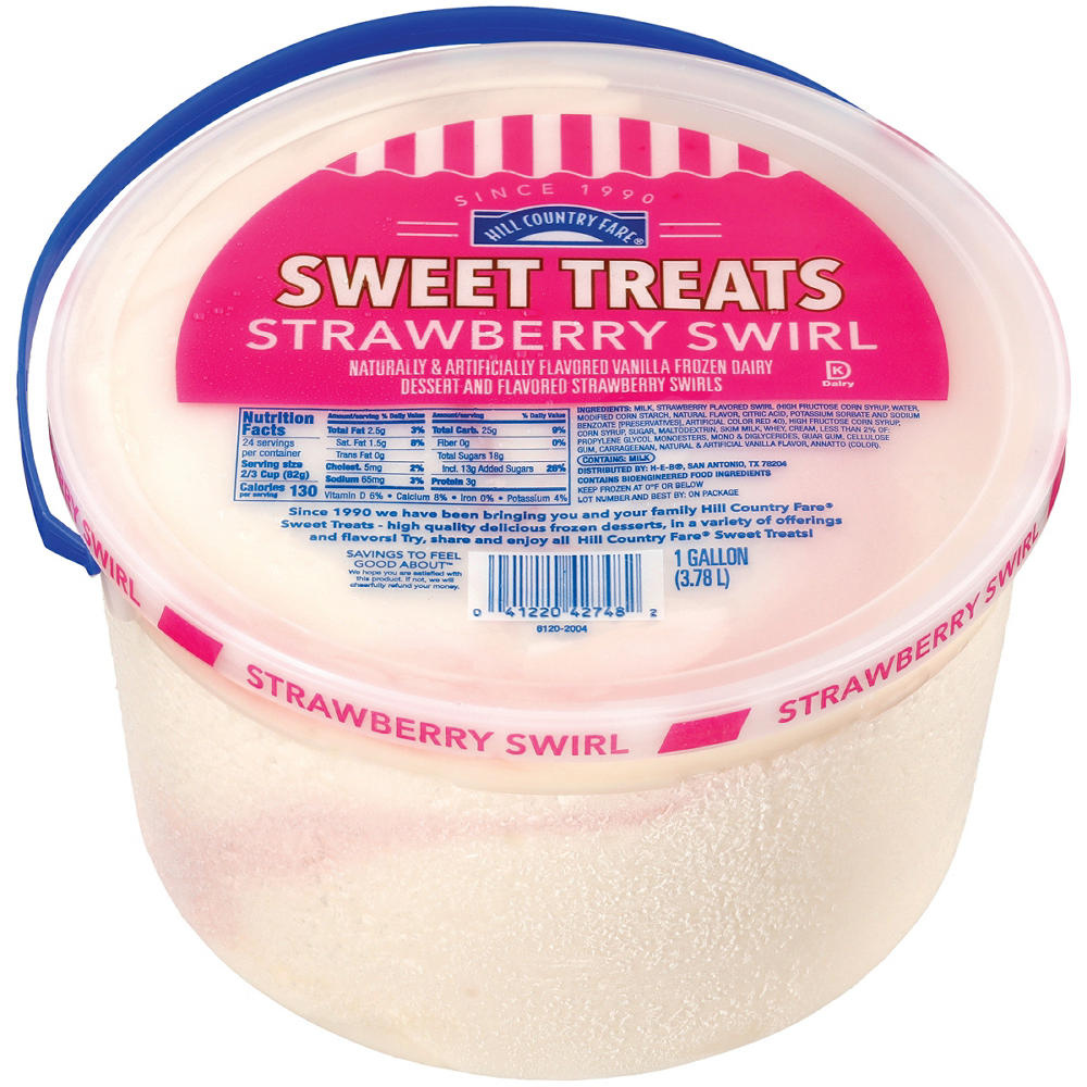 Hill Country Fare Sweet Treats Strawberry Swirl Frozen Dairy Dessert, 1 gal