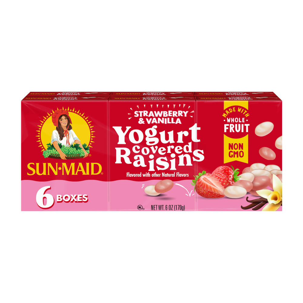Sun-Maid Strawberry & Vanilla Yogurt Raisins, 6 ct