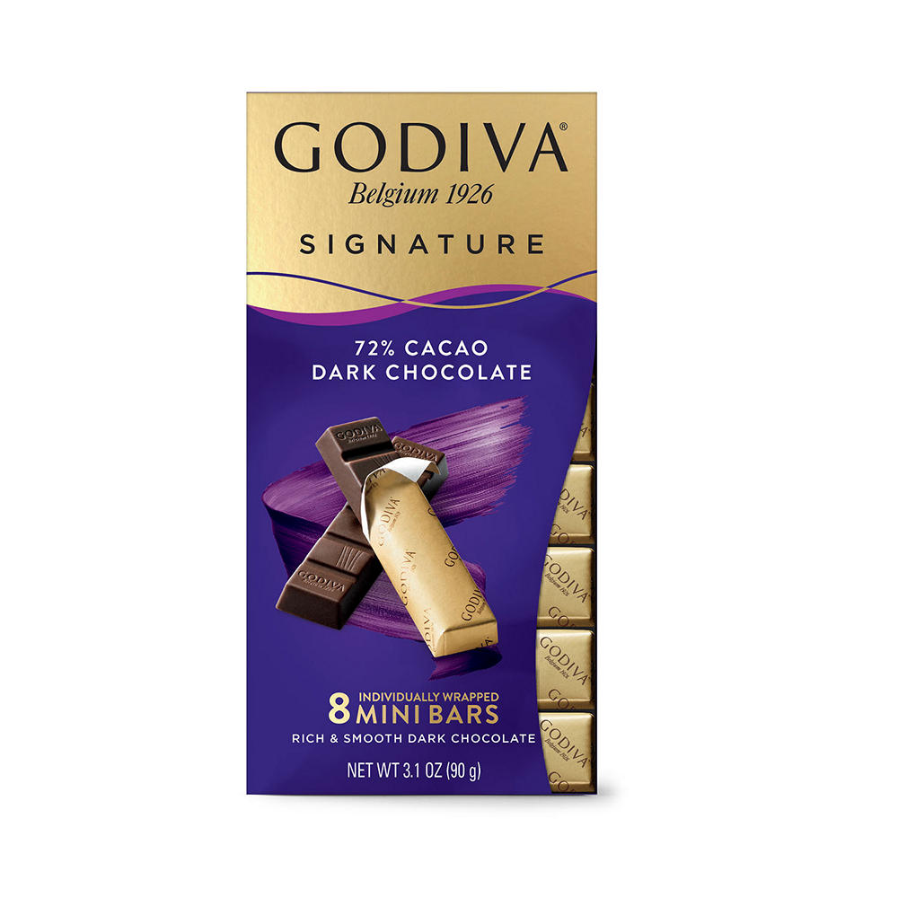 Godiva Signature 72% Cacao Dark Chocolate Mini Bars, 8 ct