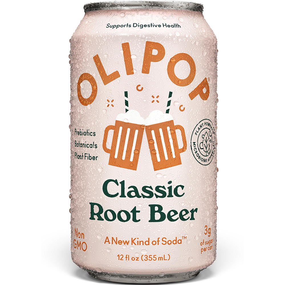 Olipop Prebiotic Soda - Classic Root Beer, 12 oz