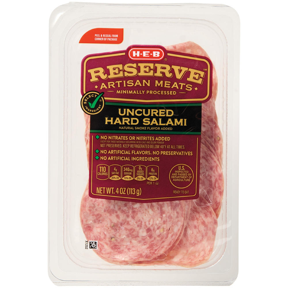 H-E-B Reserve Uncured Hard Salami Lunch Meat, 4 oz