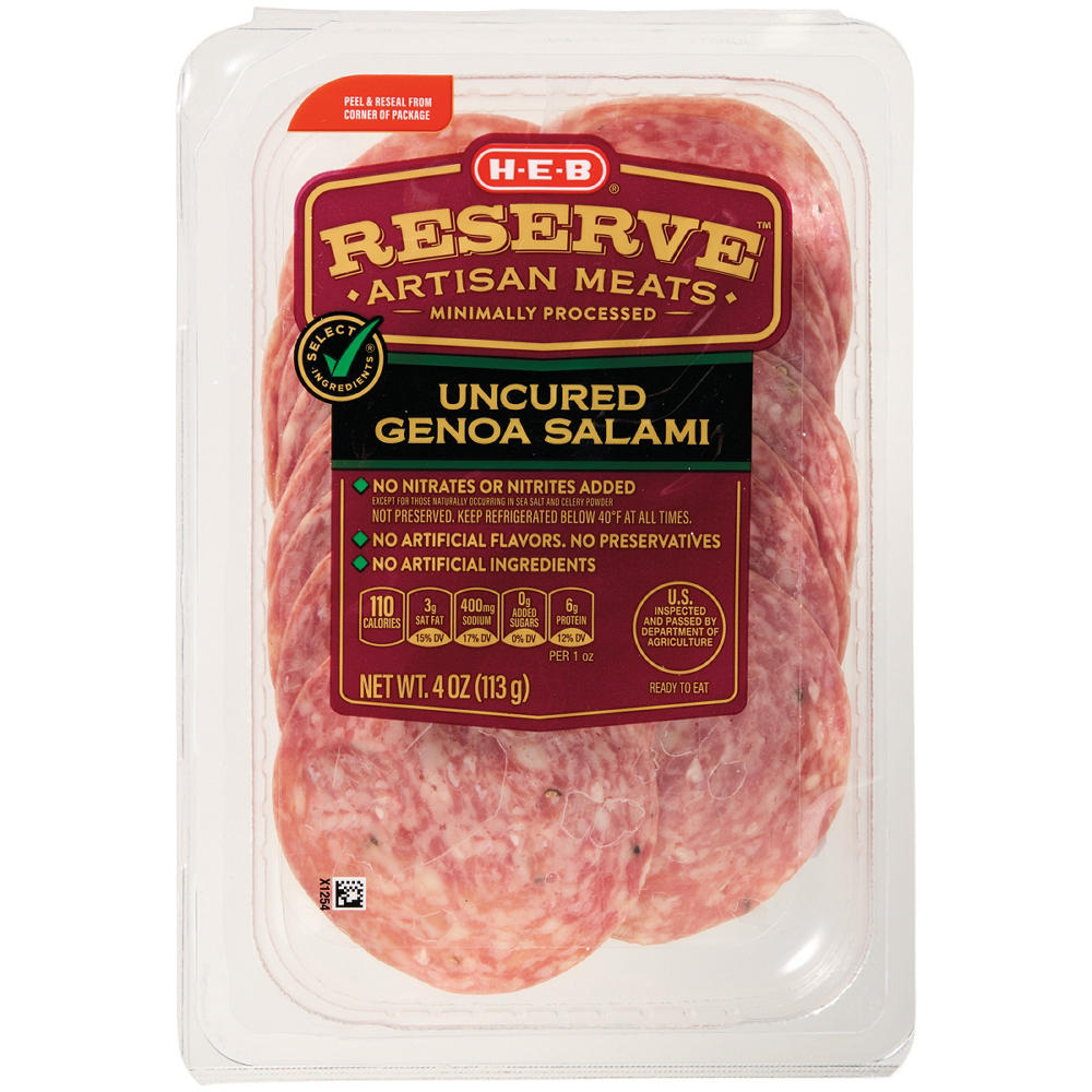 H-E-B Reserve Uncured Genoa Salami Lunch Meat, 4 oz