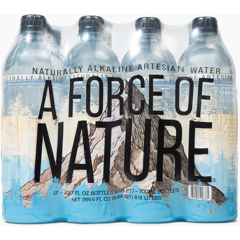 A Force of Nature Alkaline Artesian Water 12 pk Bottles, 23.7 oz