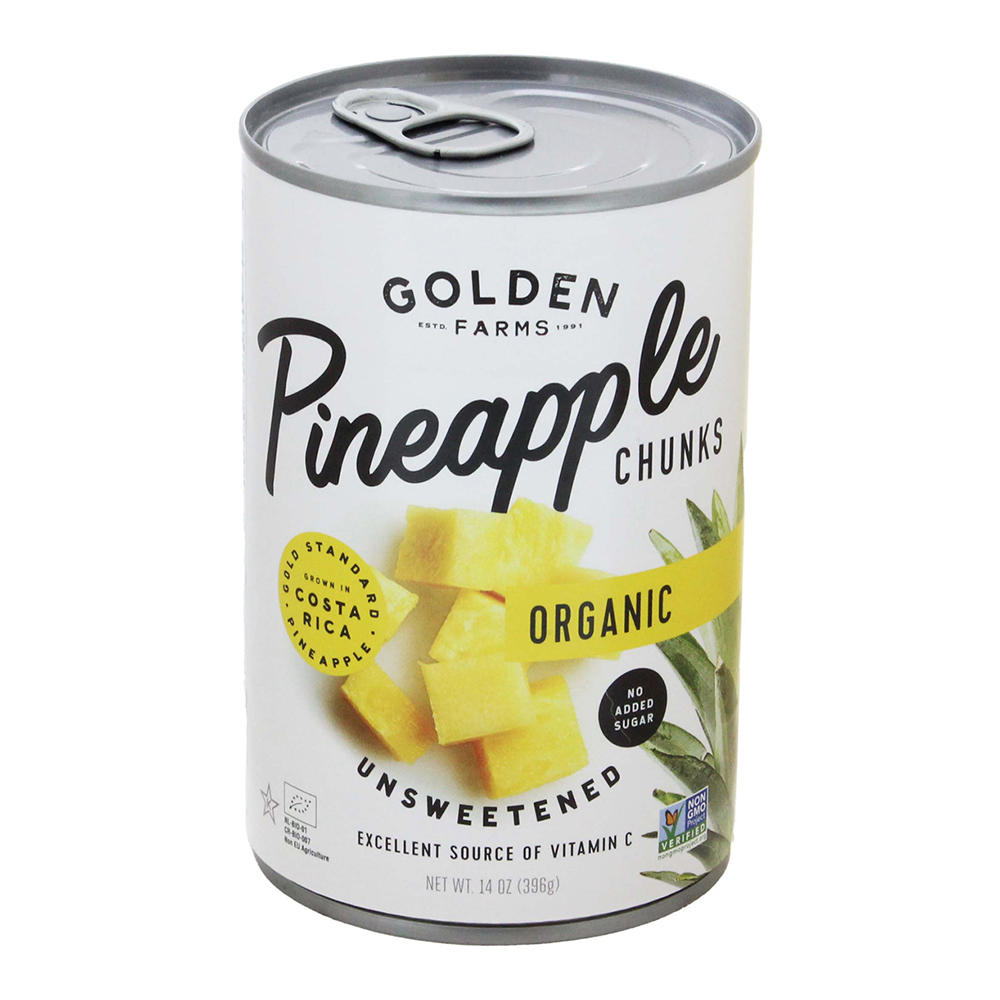Golden Farms Unsweetened Organic Pineapple Chunks, 14 oz