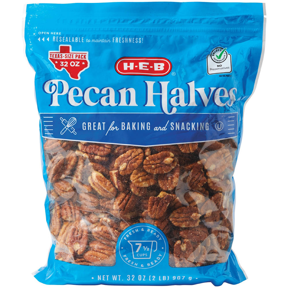 H-E-B Pecan Halves - Texas-Size Pack, 32 oz