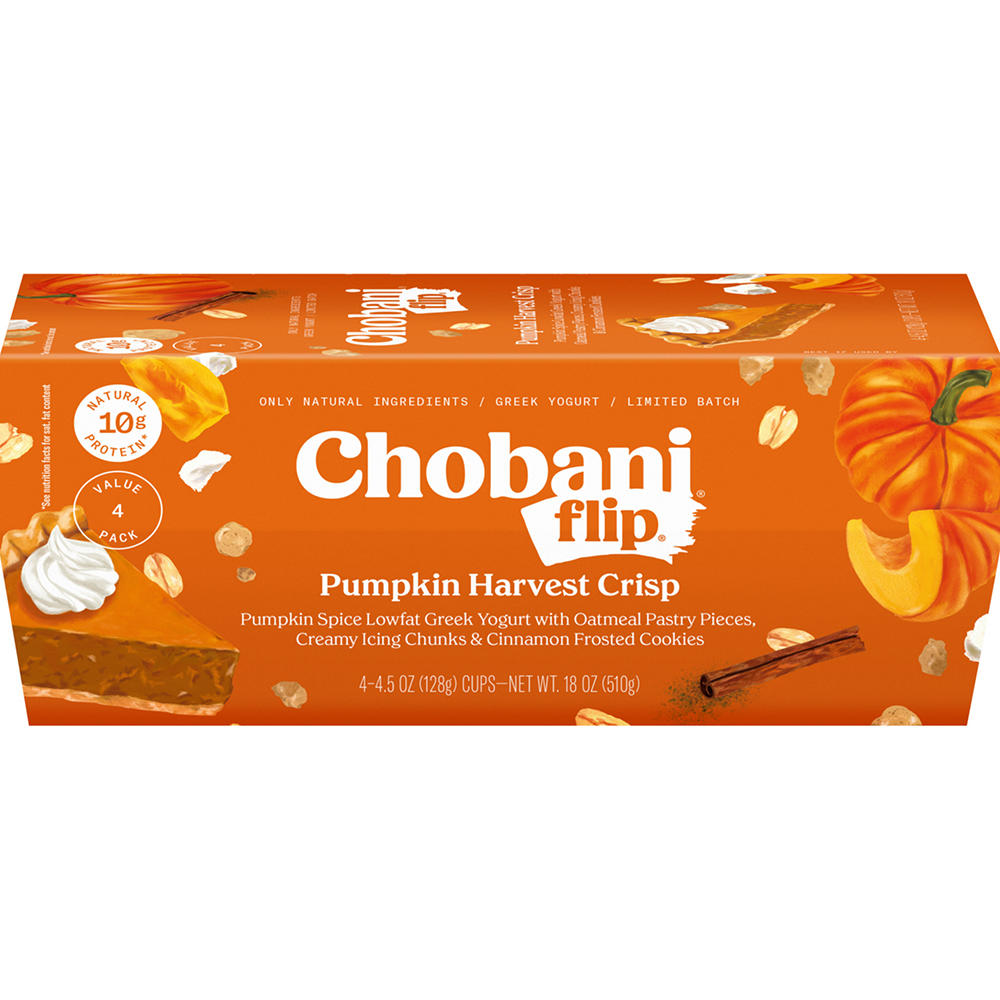 Chobani Flip Low-Fat Greek Yogurt - Pumpkin Harvest Crisp, 4 ct