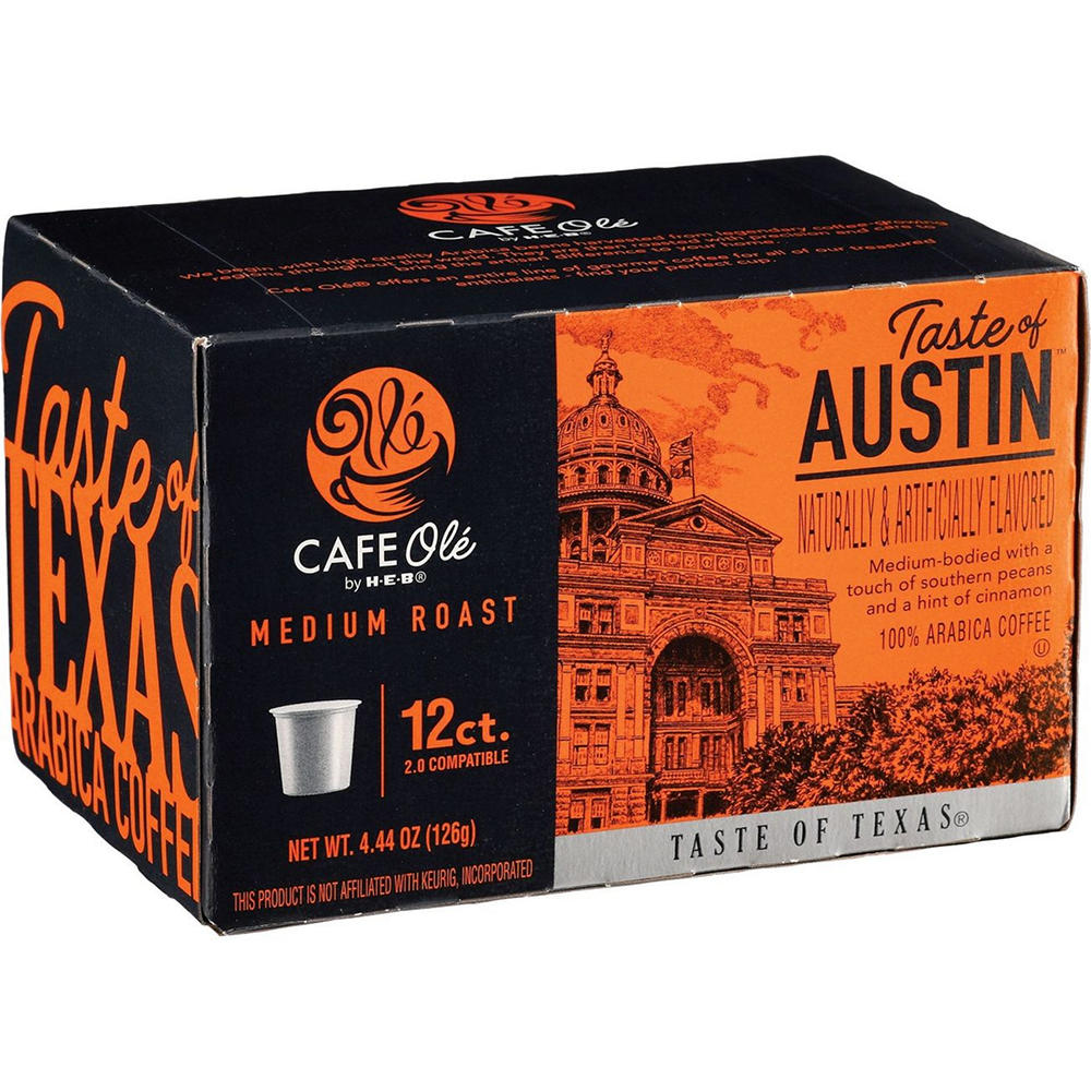 CAFE Olé by H-E-B Taste of Austin Medium Roast Coffee Single Serve Cups, 12 ct