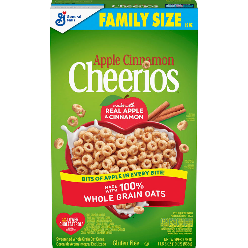General Mills Apple Cinnamon Cheerios - Family Size, 19 oz