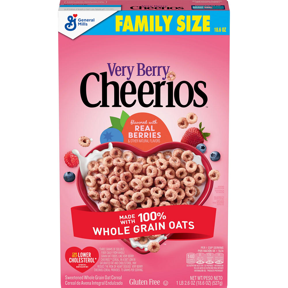 General Mills Very Berry Cheerios Cereal - Family Size, 18.6 oz