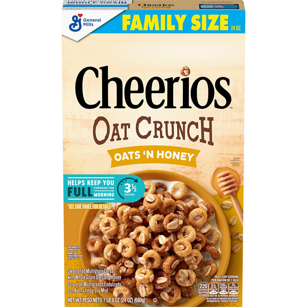 General Mills Oat Crunch Oats 'N Honey Cheerios Cereal - Family Size, 24 oz