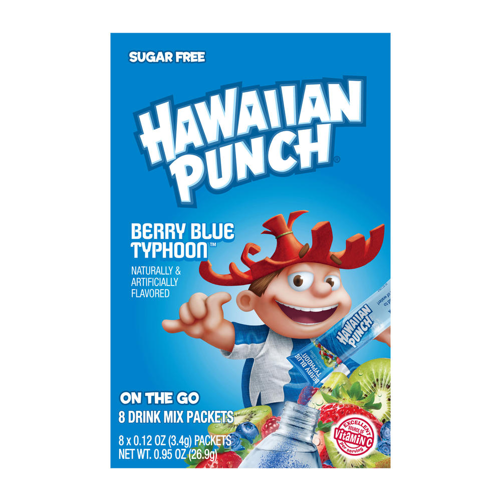 Hawaiian Punch Sugar Free On the Go Drink Mix Packets - Berry Blue Typhoon, 8 ct