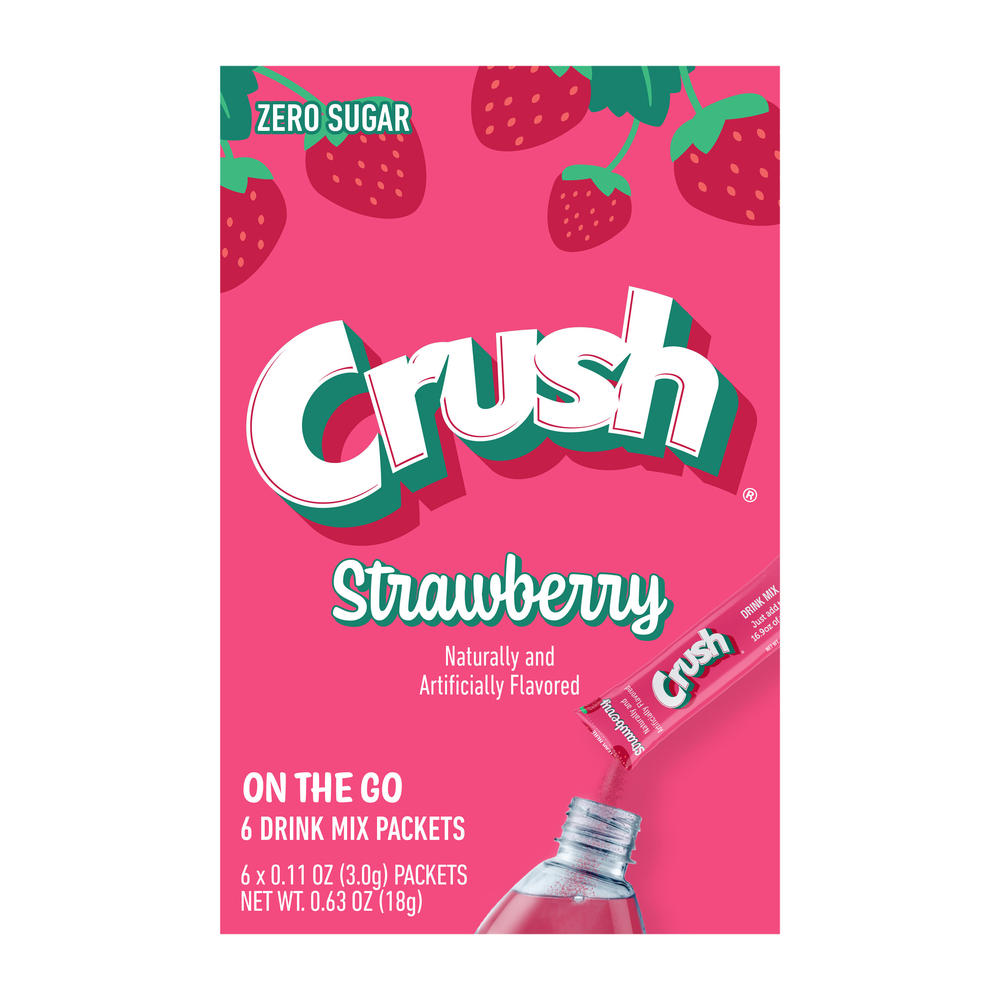 Crush Sugar Free Powder Drink Mix Packets - Strawberry, 6 ct