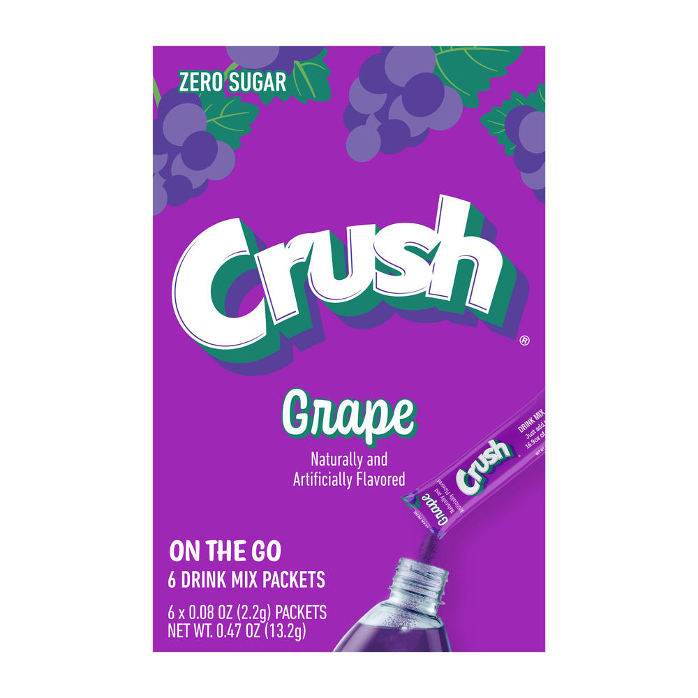 Crush Sugar Free Powder Drink Mix Packets - Grape, 6 ct