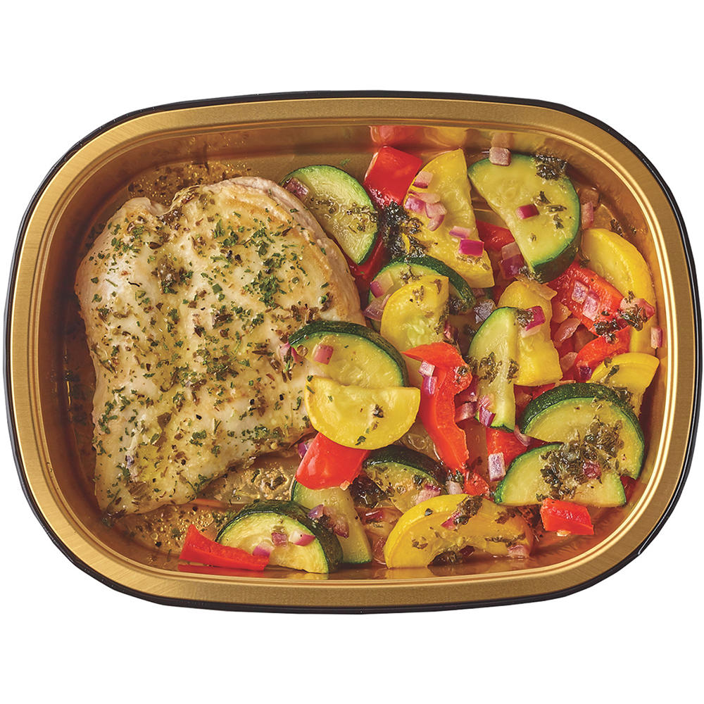Meal Simple by H-E-B Greek-Style Chicken Breast & Lemon Rosemary Feta Vegetables, Avg. 0.7 lb
