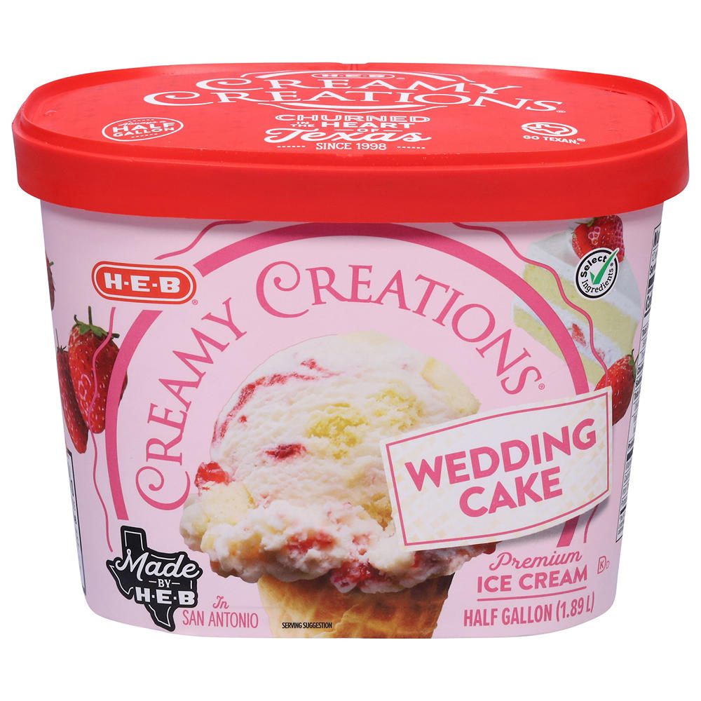 H-E-B Creamy Creations Wedding Cake Ice Cream, 1/2 gal