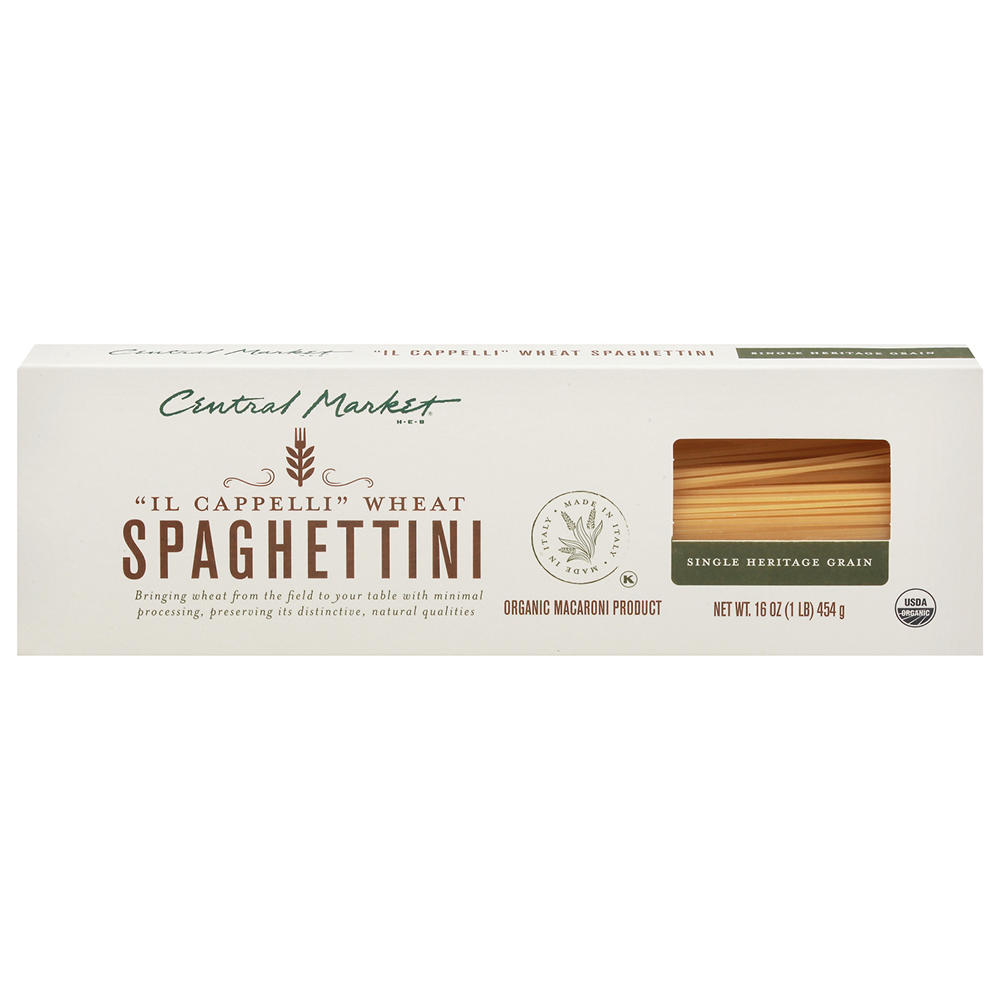 Central Market Organic Single Heritage Grain Cappelli Wheat Spaghettini Pasta, 16 oz