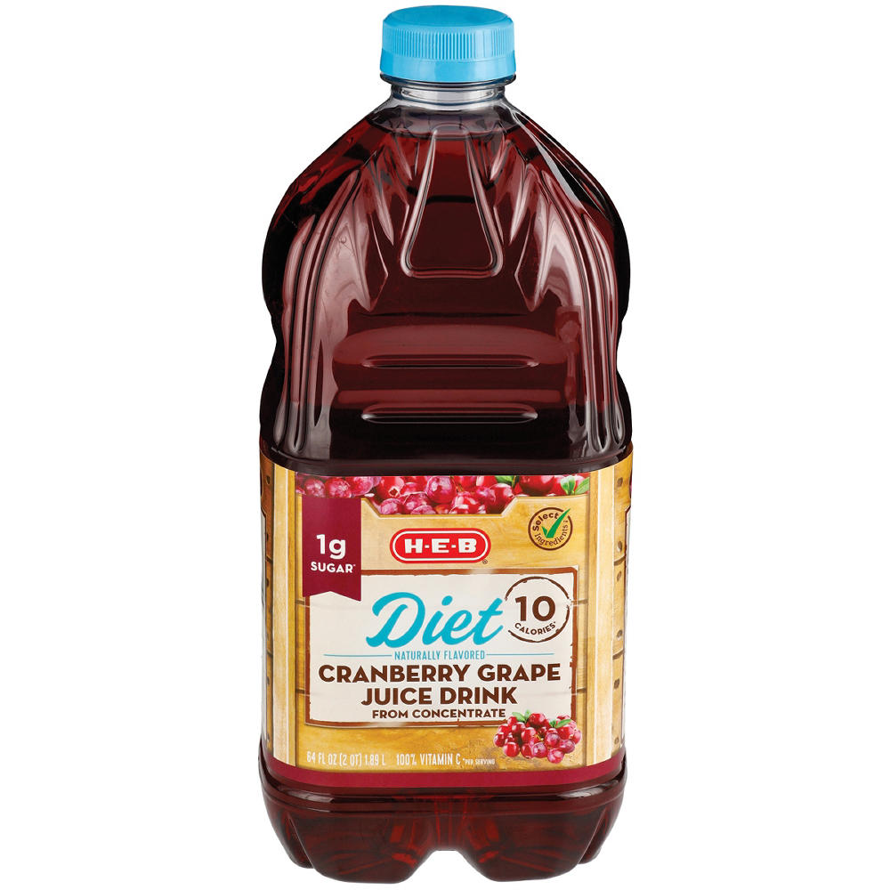 H-E-B Diet Cranberry Grape Juice, 64 oz