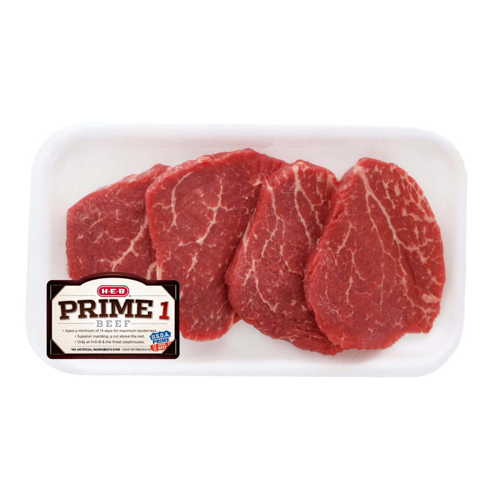 H-E-B Prime 1 Beef Tenderloin Steak Thin, USDA Prime, Avg. 0.6 lb