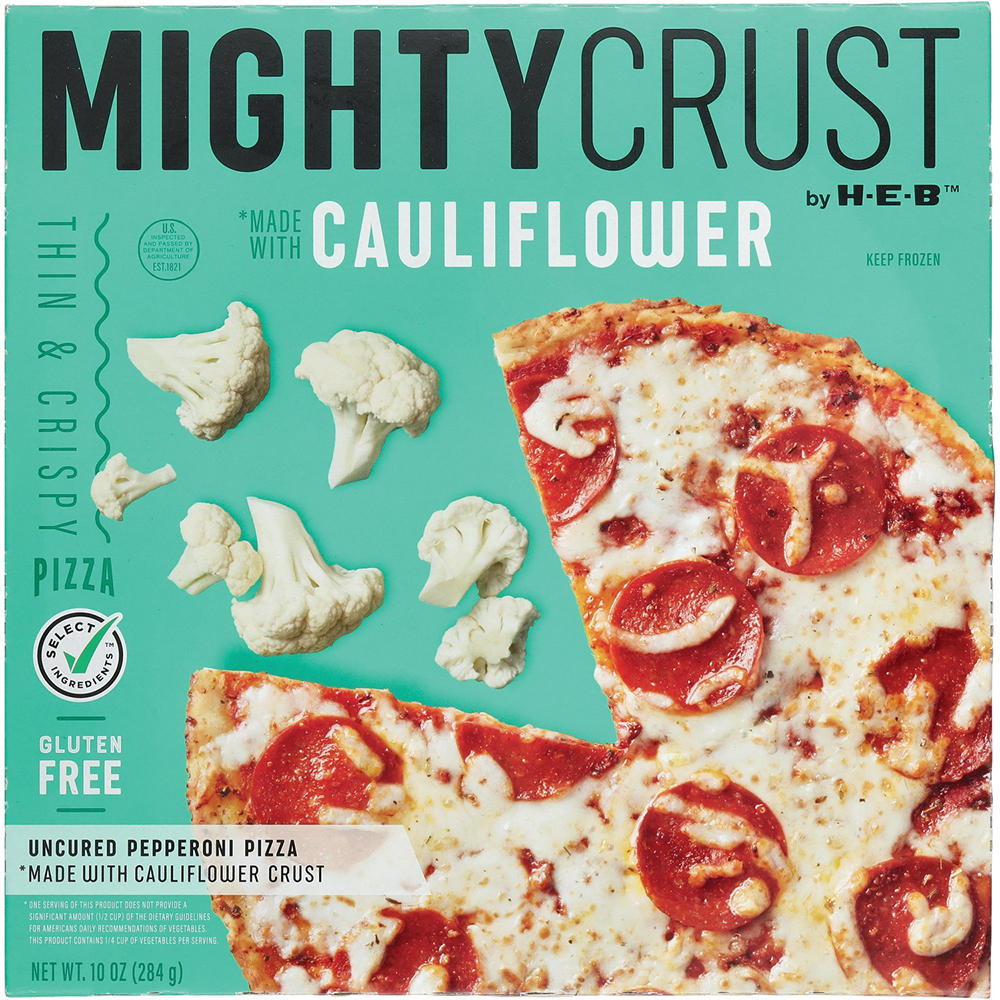 MightyCrust by H-E-B Pepperoni Cauliflower Crust Gluten Free Frozen Pizza, 10 oz