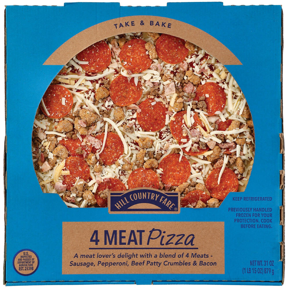 Hill Country Fare 4 Meat Pizza, 14"