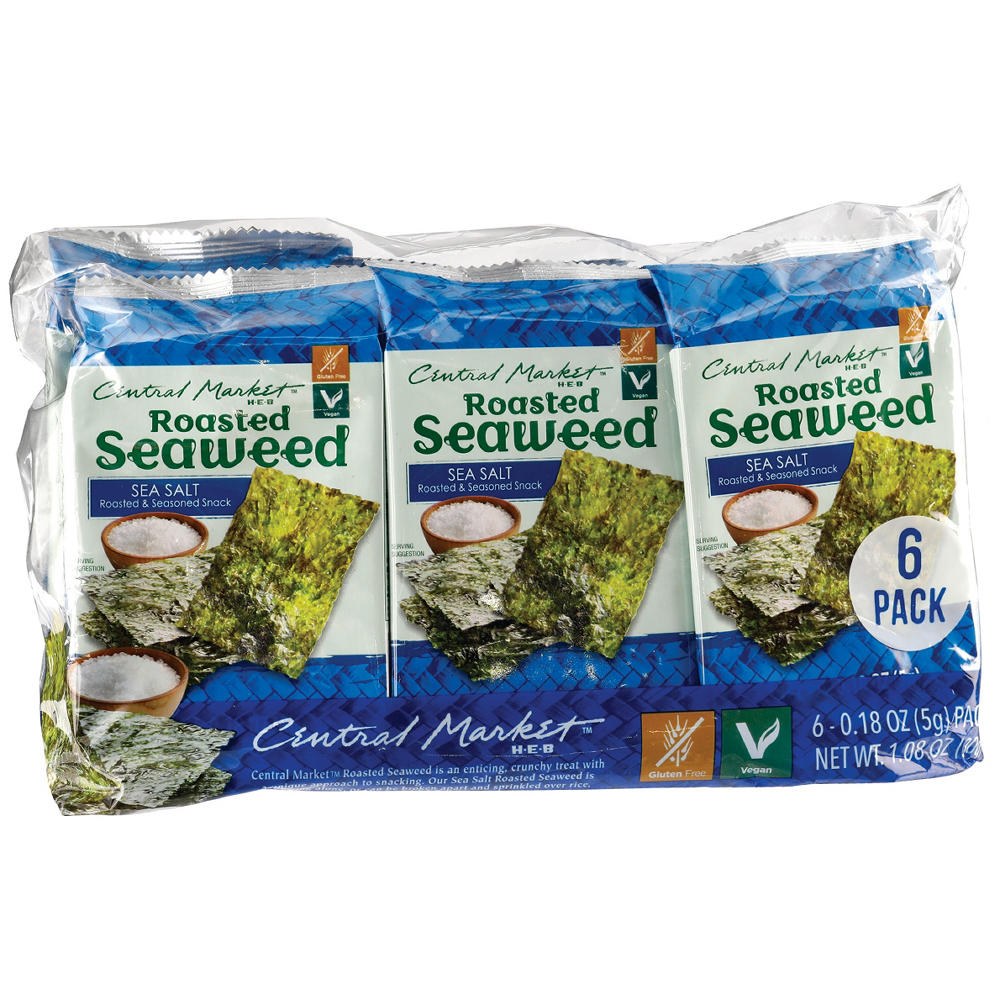 Central Market Sea Salt Roasted Seaweed Snacks, 6 ct