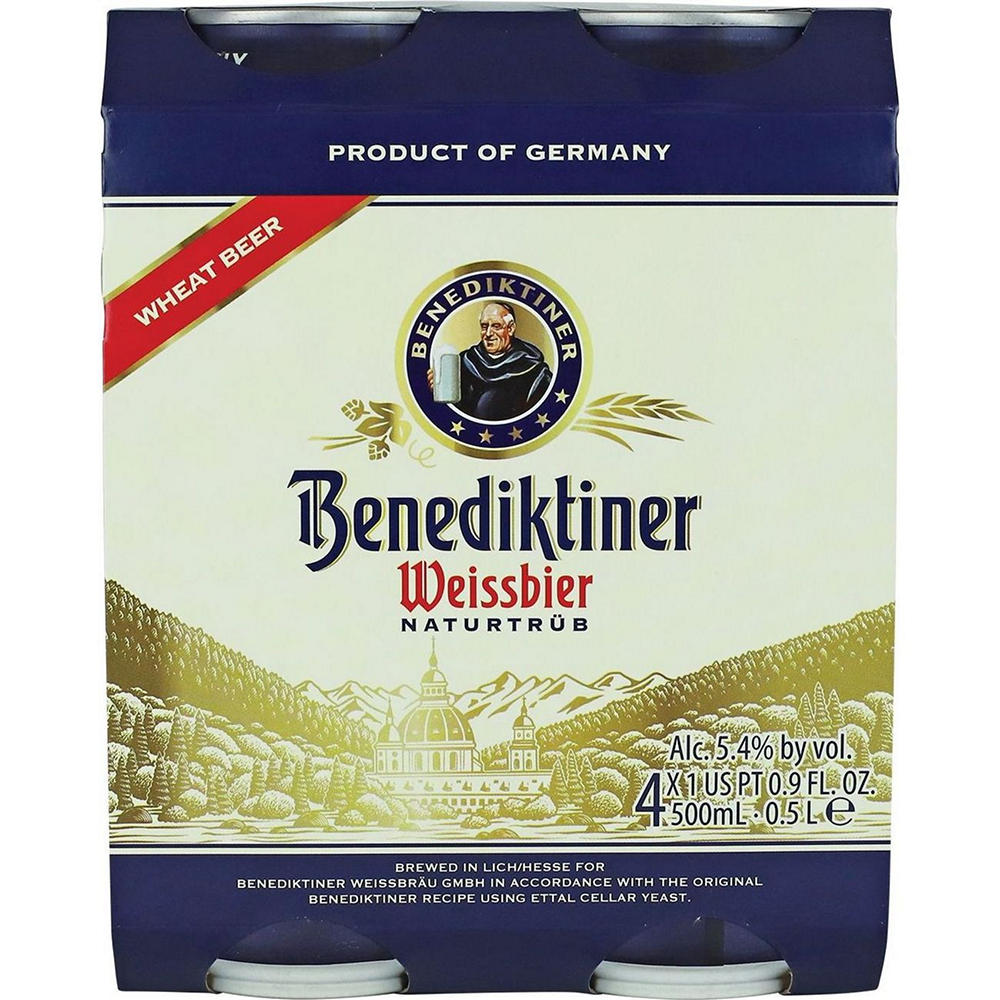 Benediktiner Weissbier German Wheat Beer 4 pk Cans, 16.9 oz