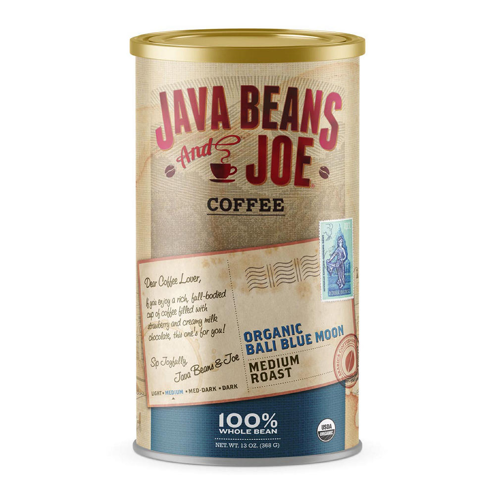 Java Beans & Joe Organic Bali Blue Moon Medium Roast Whole Bean Coffee, 13 oz