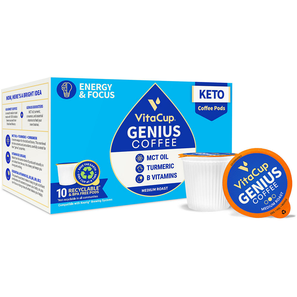 VitaCup Genius Blend Medium Roast Single Serve Coffee Cups, 10 ct