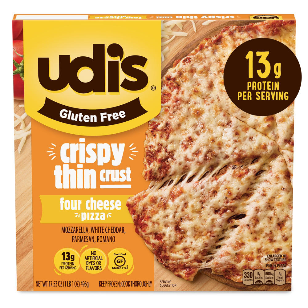Udi's Gluten Free Frozen Four Cheese Pizza with Crispy Thin Crust, 17.53 oz