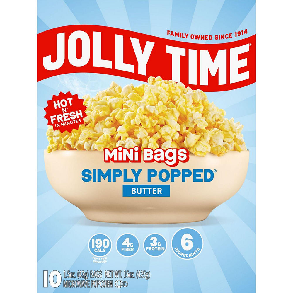 Jolly Time Simply Popped Butter Microwave Popcorn Mini Bags, 10 ct