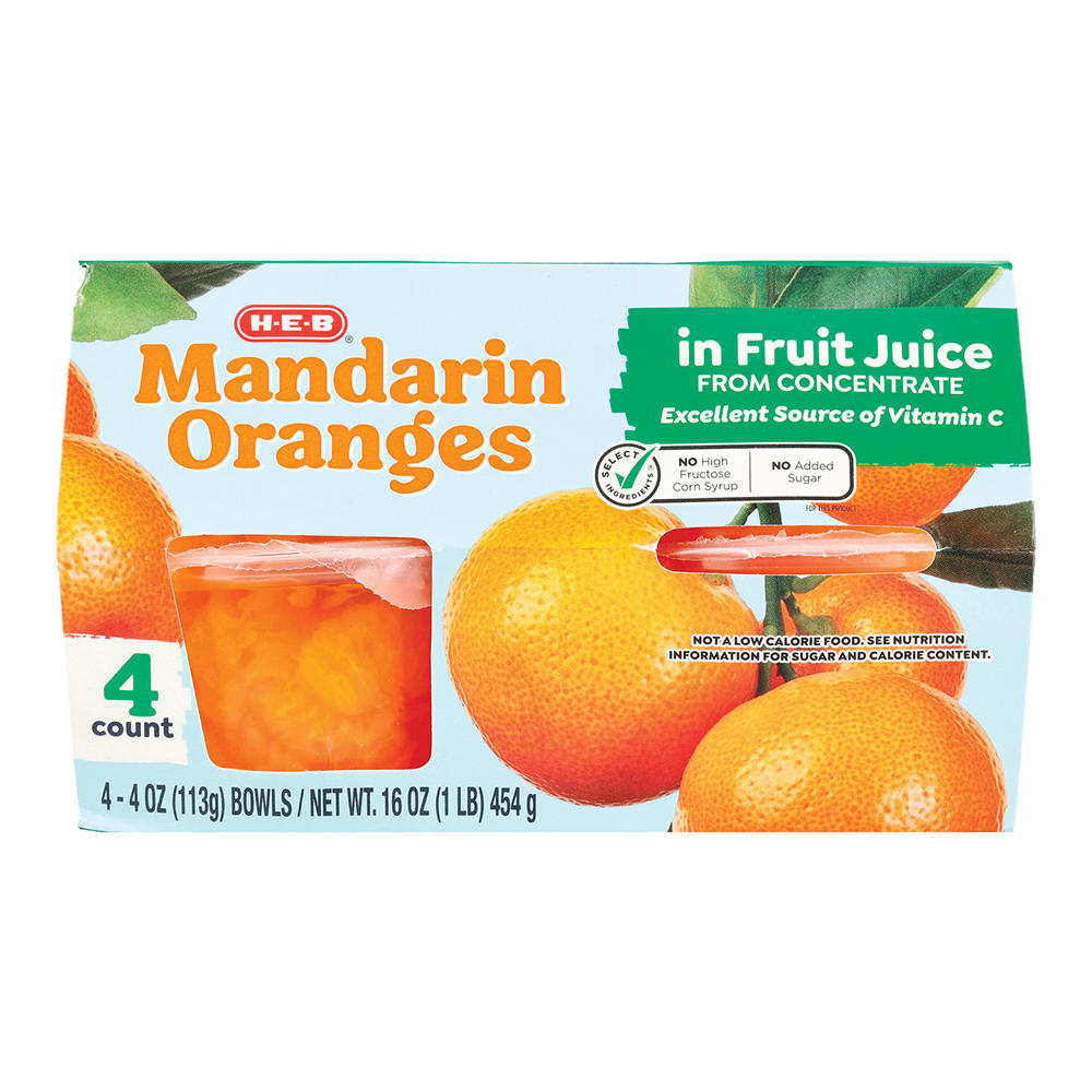 H-E-B Mandarin Orange Cups, 4 ct