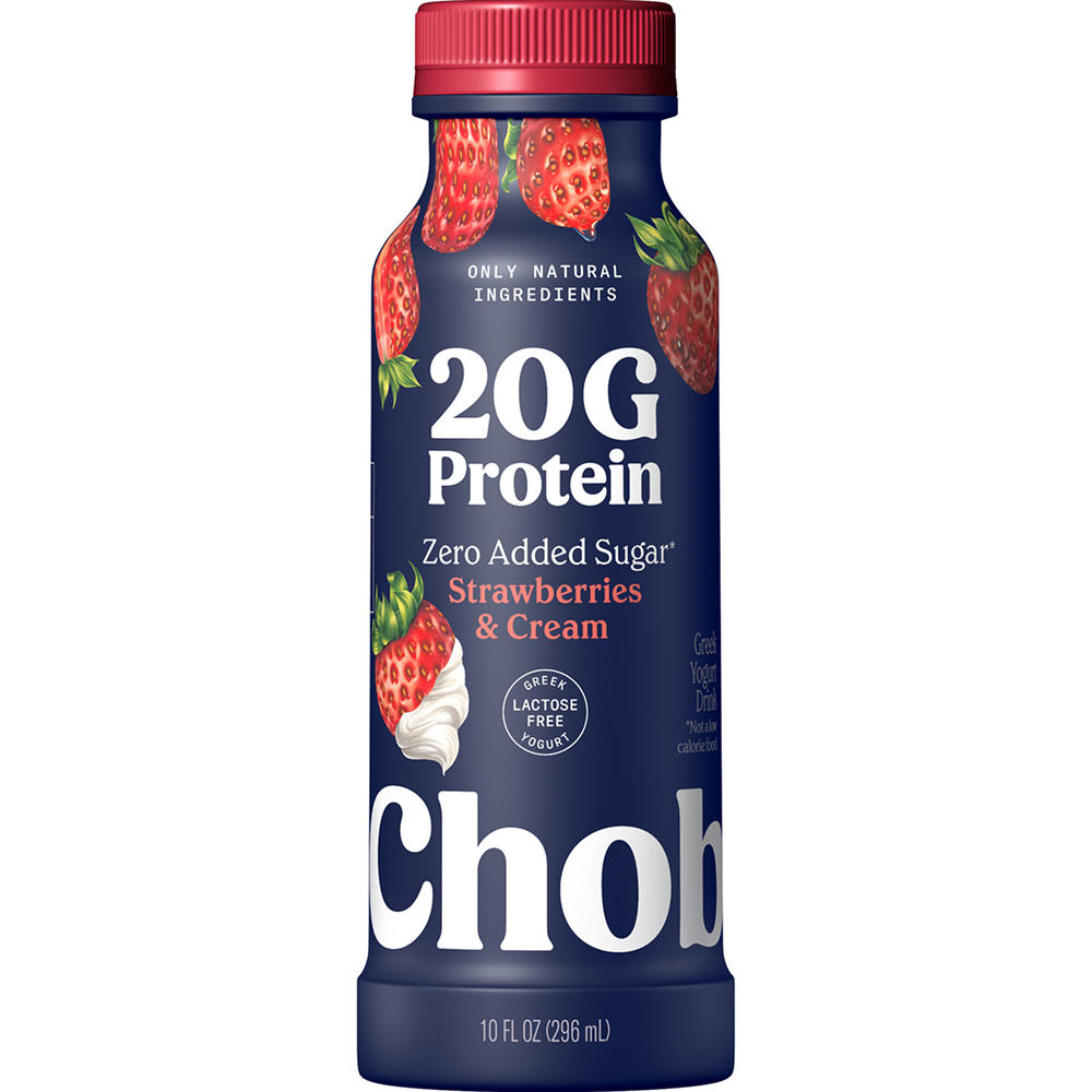 Chobani 20G Protein Zero Sugar Added Yogurt Drink - Strawberries & Cream, 10 oz