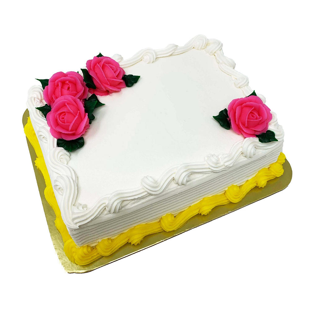 H-E-B Bakery Floral Buttercream White Cake, 1/8 Sheet