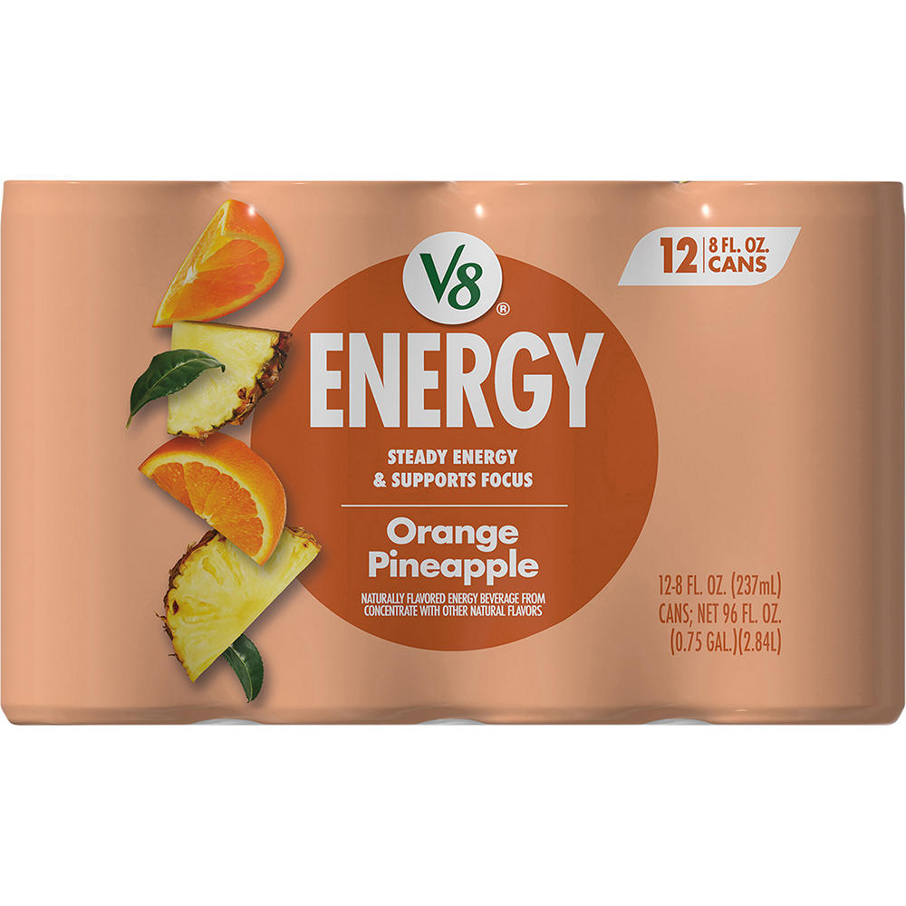 V8 Energy Orange Pineapple 12 pk Cans, 8 oz