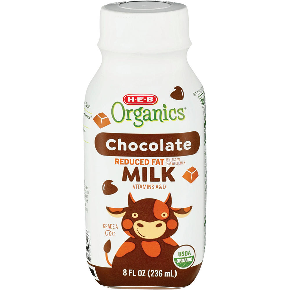 H-E-B Organics Reduced Fat Chocolate Milk, 8 oz