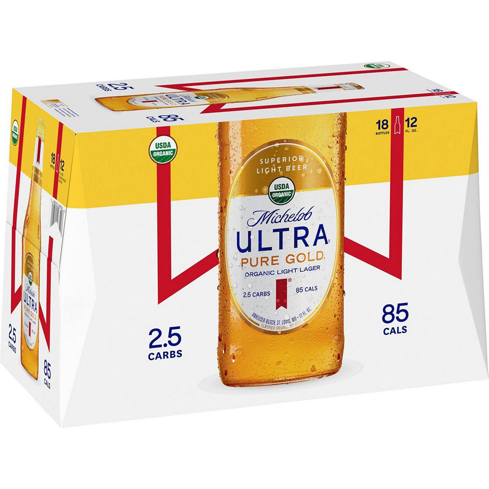 Michelob ULTRA Pure Gold Light Lager Organic Beer 18 pk Bottles, 12 oz