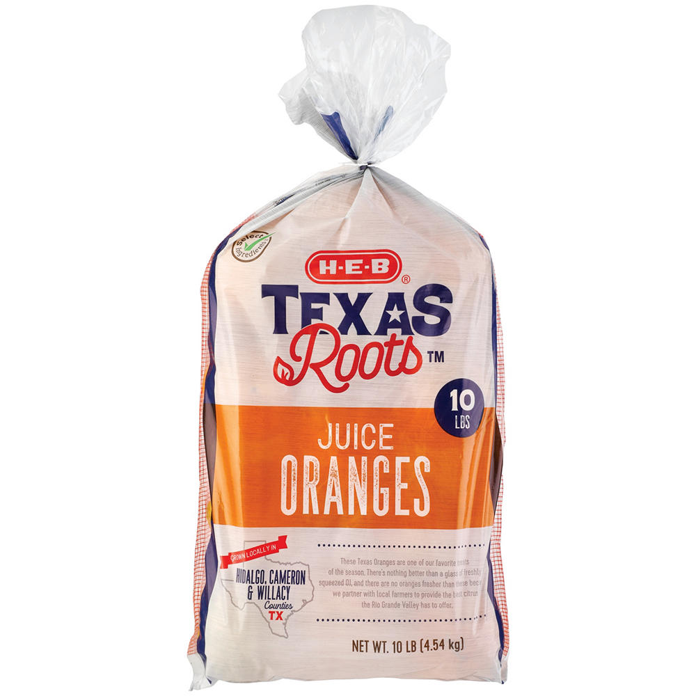 H-E-B Texas Roots Fresh Oranges, 10 lb bag