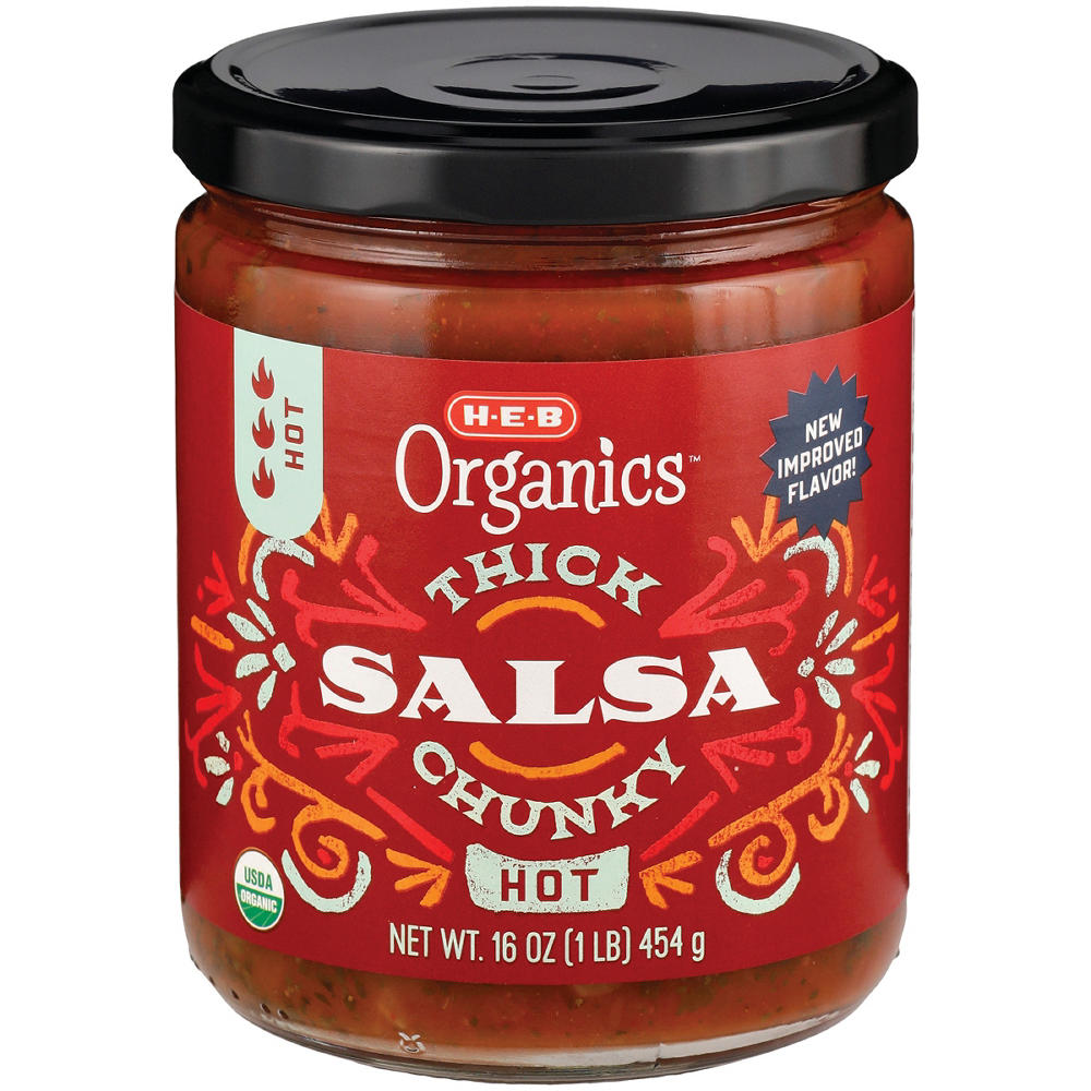 H-E-B Organics Thick N' Chunky Salsa - Hot, 16 oz