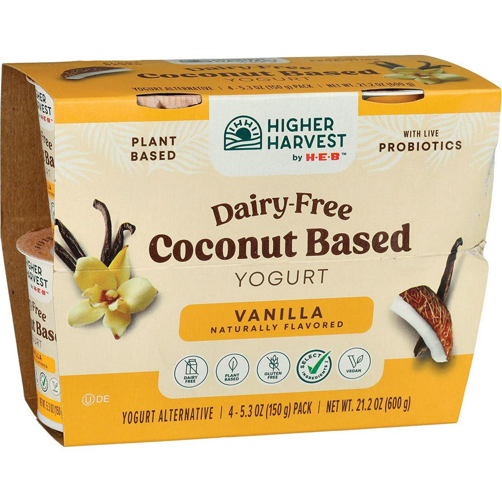 Higher Harvest by H-E-B Dairy Free Coconut-Based Yogurt – Vanilla, 4 ct