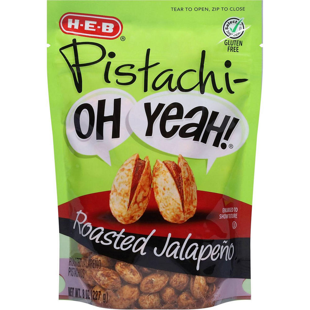 H-E-B Pistachi-OH YEAH! Pistachios - Roasted Jalapeño, 8 oz