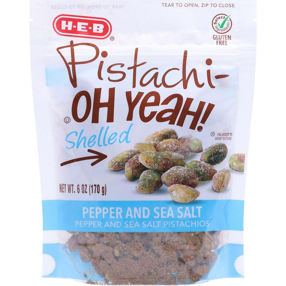 H-E-B Pistachi-OH YEAH! Shelled Pistachios - Pepper & Sea Salt, 6 oz