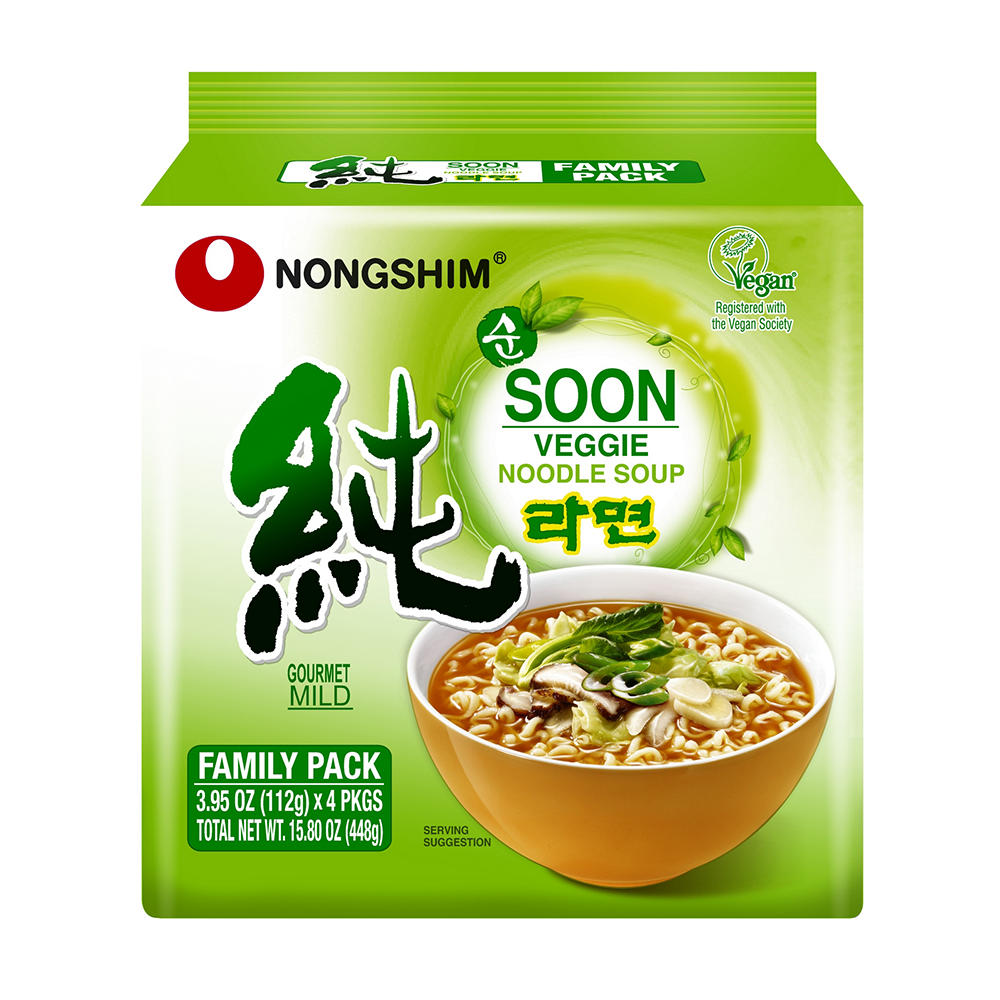 Nongshim Soon Veggie Noodle Soup Family Pack, 4 ct