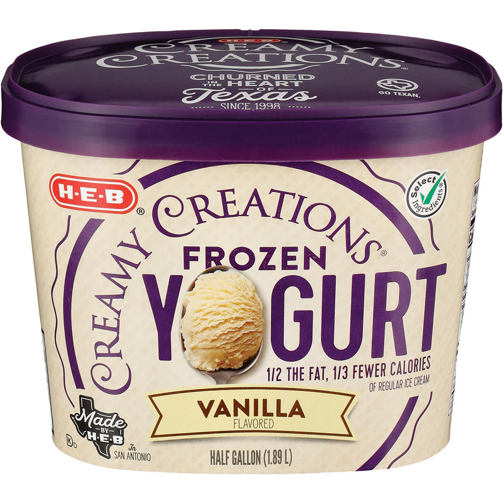 H-E-B Creamy Creations Vanilla Frozen Yogurt, 1/2 gal