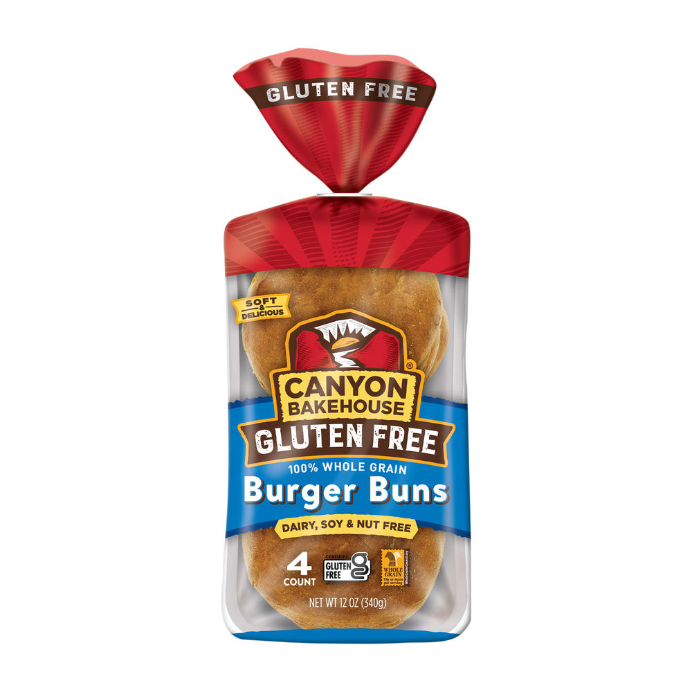 Canyon Bakehouse Gluten Free 100% Whole Grain Burger Buns, 12 oz