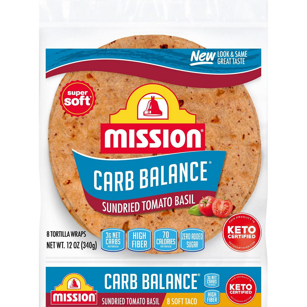 Mission Carb Balance Sundried Tomato Basil Tortilla Wraps, 8 ct