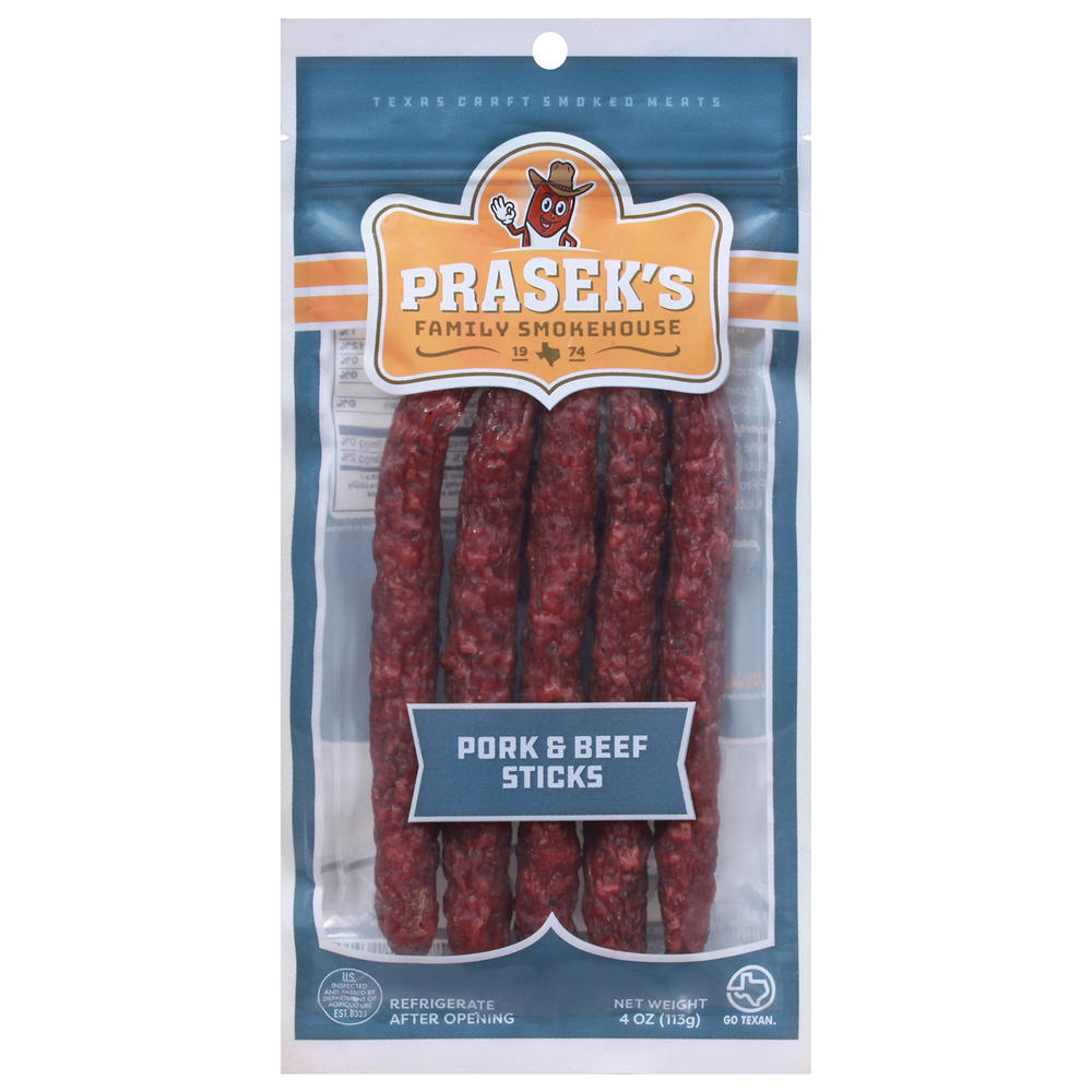 Prasek's Pork & Beef Jerky Sticks, 4 oz