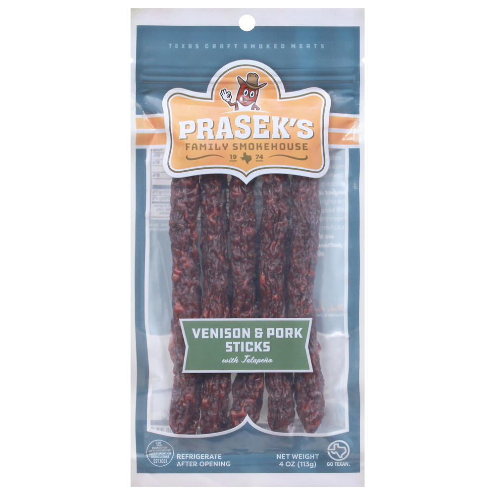 Prasek's Dry Venison & Pork Sticks with Jalapeno, 4 oz